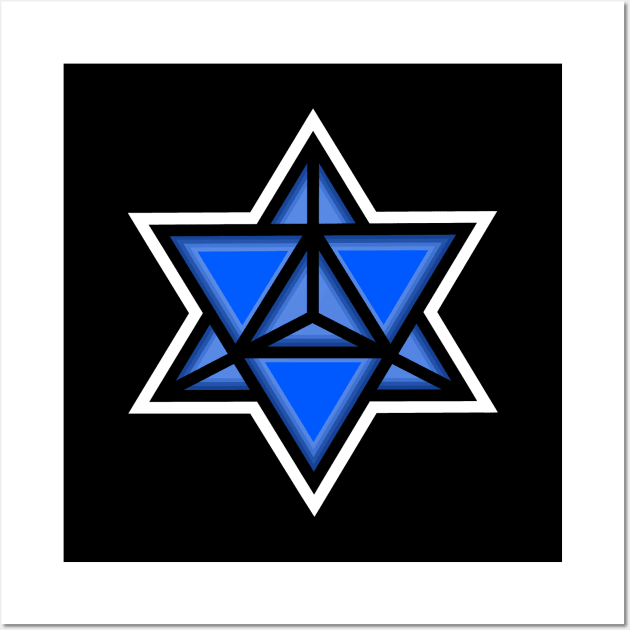 Merkaba Spiritual Symbol in Indigo Blue - Sacred Geometry for Third Eye - Merkaba Wall Art by Bleeding Red Paint